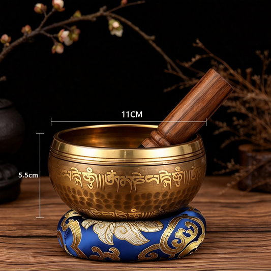 Tibetan Script Brass Singing Bowl — 11 cm