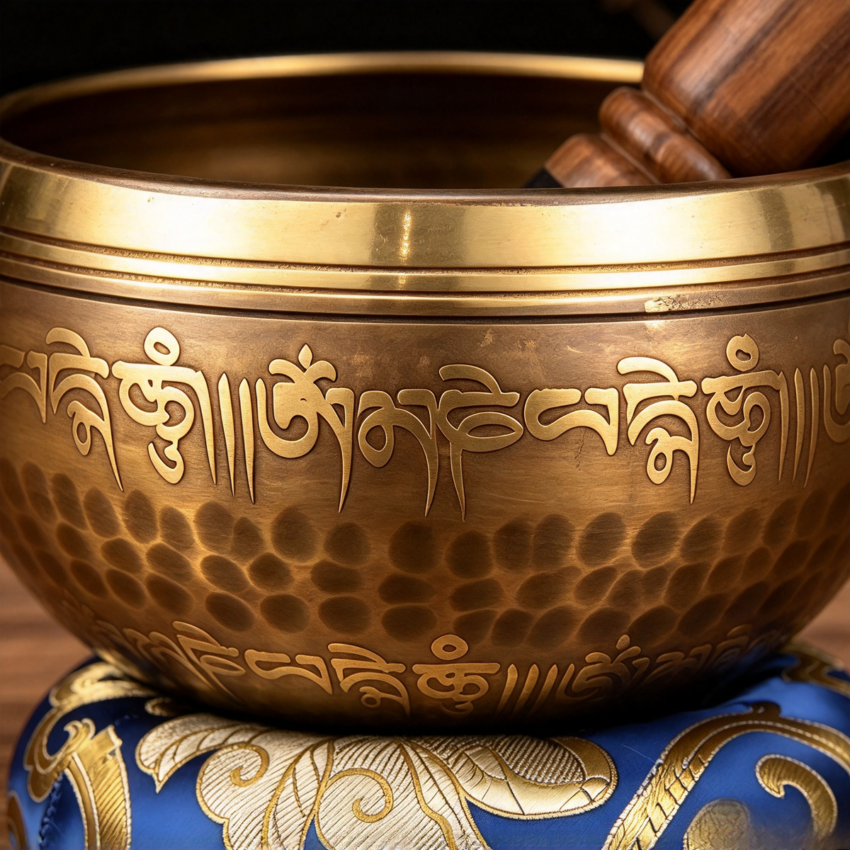 Tibetan Script Brass Singing Bowl — 11 cm