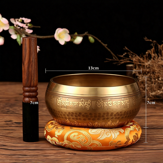 Tibetan Script Brass Singing Bowl — 13 cm