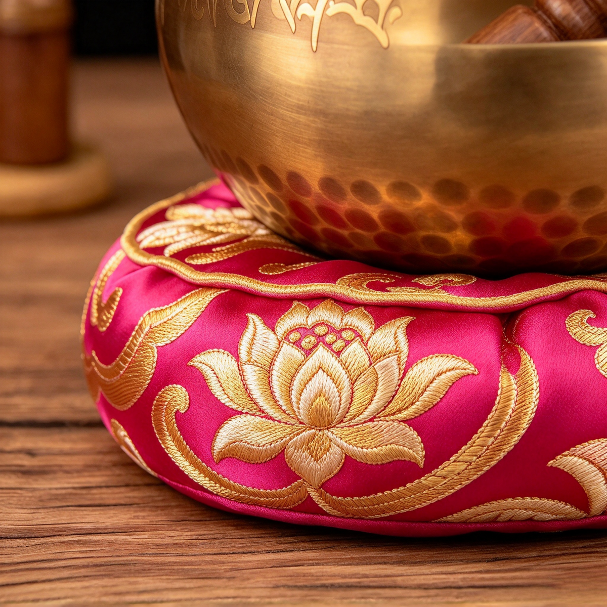 Tibetan Script Brass Singing Bowl — 15.5 cm